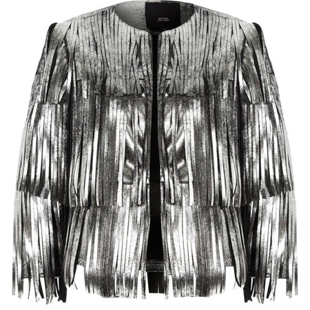 Silver faux suede fringe jacket - Coats & Jackets - Sale - women
