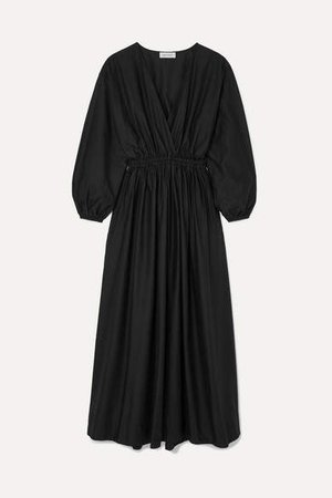 Matteau - Wrap-effect Cotton-poplin Maxi Dress - Black