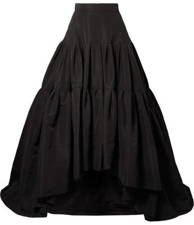 Reem Acra - Tiered Silk-faille Maxi Skirt - Black