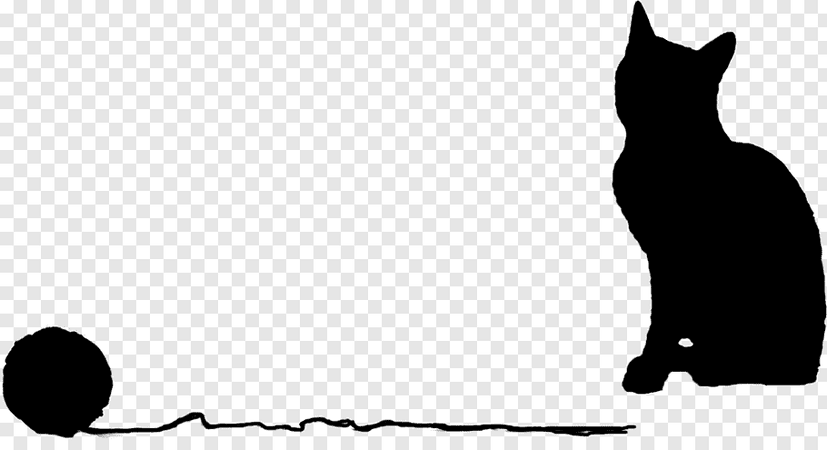 Silhouette Cat Yarn Drawing, misty clouds PNG | PNGWave