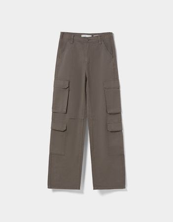 Twill multi-pocket cargo pants - Pants - Woman | Bershka