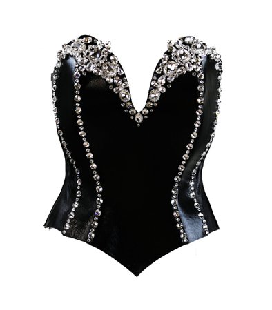 *clipped by @luci-her* Black Leather Bling Corset – Venus Prototype Latex