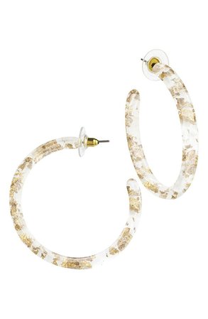 STERLING FOREVER 14K Gold Plated Lucite Glitter Hoop Earrings | Nordstromrack