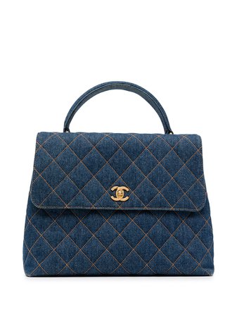 Chanel Pre-Owned 1997 medium diamond-quilted denim handbag - FARFETCH