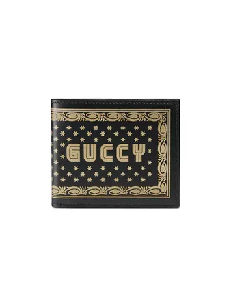 Gucci Carteira De Couro Preto Com Moldura Dourada 'Guccy' - Farfetch