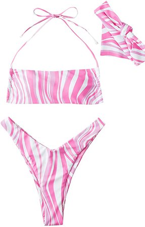 Amazon.com: SOLY HUX Women's Sexy Bathing Suit Leopard Print High Cut Bikini 2 Piece Swimsuits Pink M : Clothing, Shoes & Jewelry
