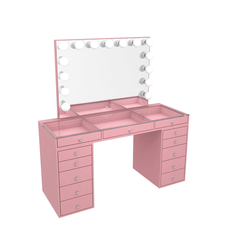 Pink makeup table
