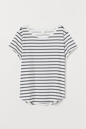 T-shirt - White/blue striped - Ladies | H&M US