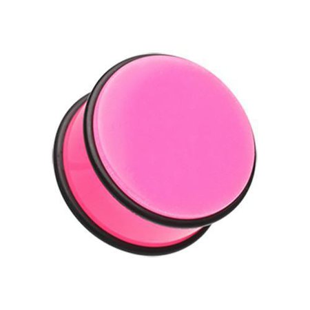 Pink Neon Colored Acrylic No Flare Ear Gauge Plug - 1 Pair - * Rebel Bod *