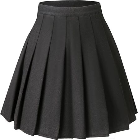 Amazon.com: Hoerev Women Girls Thick Wool Fabric for Cold Weather Versatile Plaid Pleated Skirt with Shorts,4,Pureblack,M : Clothing, Shoes & Jewelry