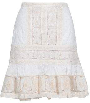 Crochet-trimmed Embroidered Cotton-gauze Mini Skirt