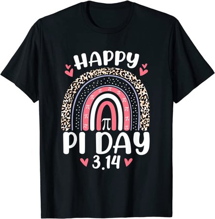 Happy Pi Day Mathematics Math Teacher Cute Leopard Rainbow T-Shirt : Clothing, Shoes & Jewelry