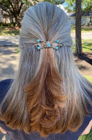 turquoise hair clip half updo