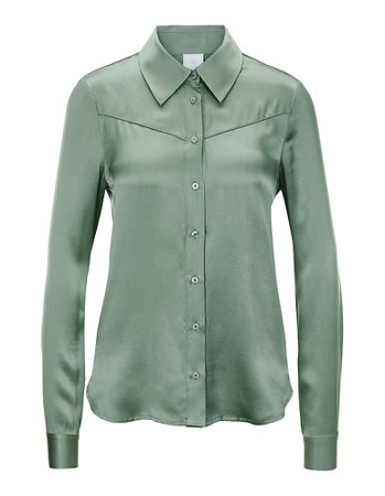 Silk shirt, sage green, green | MADELEINE Fashion
