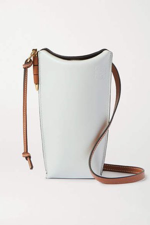 Gate Color-block Leather Shoulder Bag - Mint