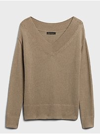 Cotton-Hemp V-Neck Sweater | Banana Republic