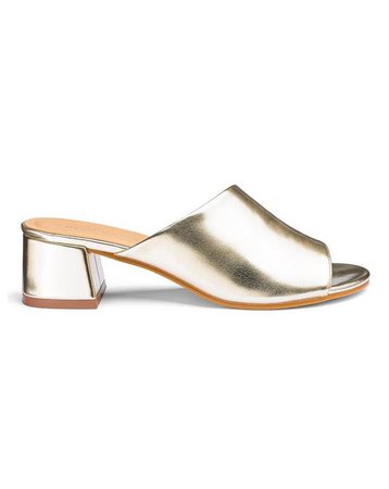 Melinda Block Heel Mules available in Black, Coral and Gold