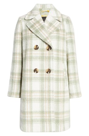 Sam Edelman Brushed Plaid Double Breasted Coat | Nordstrom