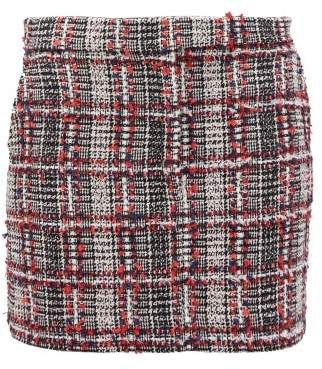 Prince Of Wales Checked Tweed Mini Skirt - Womens - Red Multi