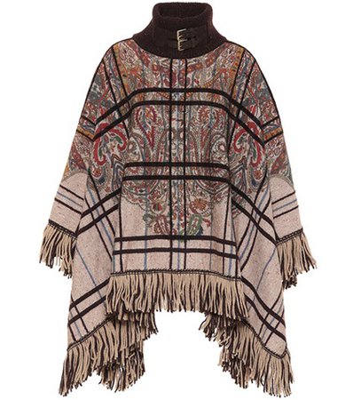 Wool and silk-blend poncho