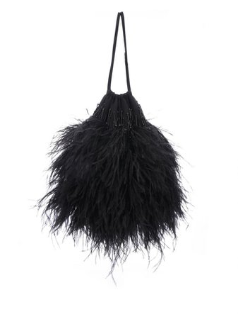 Attico Embellished feather pouch Bag Black - Al Duca D’Aosta