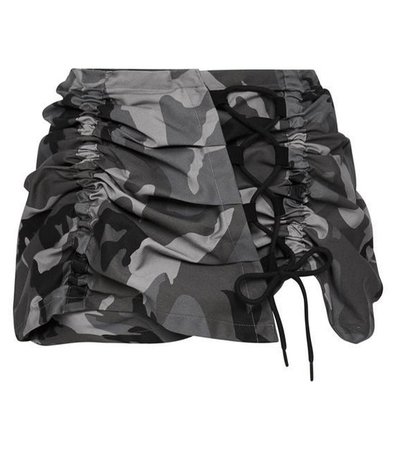 Ruched Mini Skirt - Grey Camouflage – Kathleen
