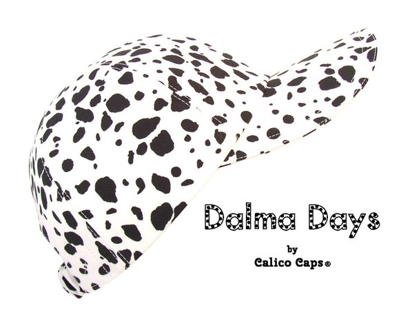 Dalma Days - Allover Black and White Dalmatian Print Baseball Cap Ladies Womens Mens Adult Dog Spots B&W Hat by Calico Caps®