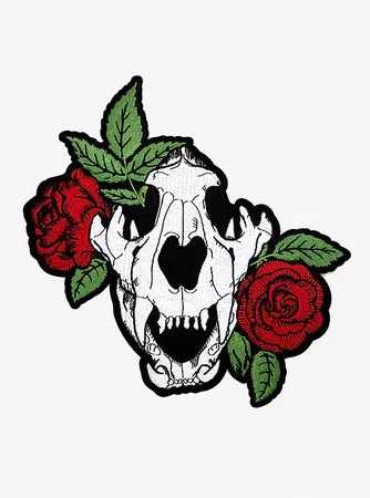Wolf Skull Roses Back Patch