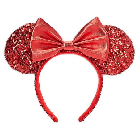 Minnie Mouse Sequined Ear Headband for Adults – Red