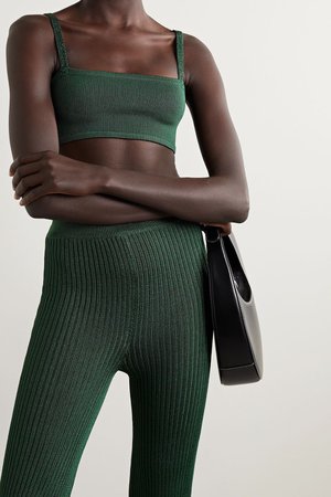 Forest green + NET SUSTAIN cropped stretch-knit bra top | Calle Del Mar | NET-A-PORTER