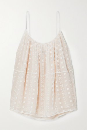 White Broderie anglaise silk-crepon camisole | Chloé | NET-A-PORTER