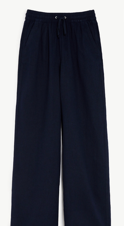 marks and spencer navy linen trousers