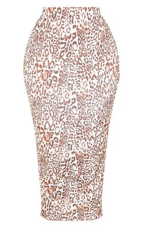 Tan Slinky Leopard Print Midaxi Skirt - Going Out - Shop By.. | PrettyLittleThing