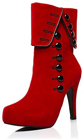 Crazycatz Women's Steampunk Victorian Button High Heel Ankle Boot (41 EU 10.5 M US, RED): Amazon.ca: Shoes & Handbags