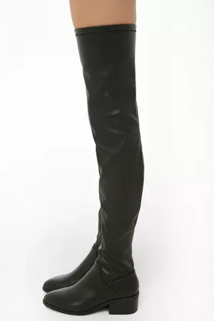 Faux Leather Thigh-High Boots | Forever 21
