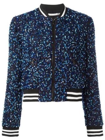 Blue sequence bomber jacket