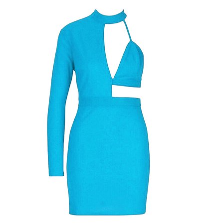 blue cut out dress