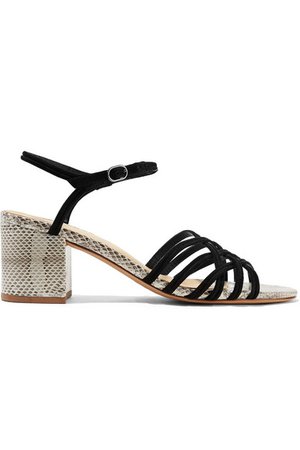Alexandre Birman | Berthe suede and watersnake sandals | NET-A-PORTER.COM