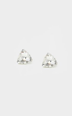 Silver Crystal Effect Stud Earrings | PrettyLittleThing