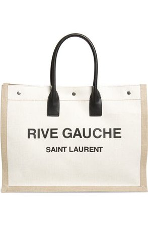 Saint Laurent Noe Rive Gauche Logo Canvas Tote | Nordstrom