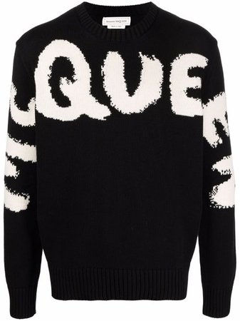 Shop Alexander McQueen intarsia-knit cotton jumper with Express Delivery - FARFETCH