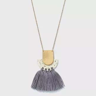 Speckled And Layered Half Moon And Tassel Pendant Necklace - Universal Thread™ : Target