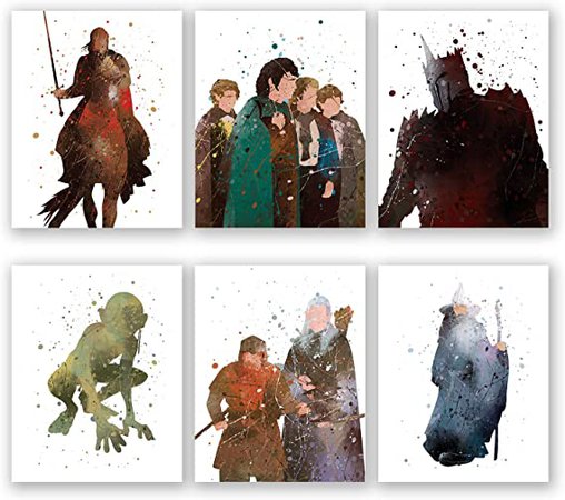 Amazon.com: Lord of The Rings Wall Art Posters - Set of 6 LOTR Home Decor Prints - Aragorn - Legolas - Gandalf - Gimli - Frodo Baggins - Gollum - Sauron (8x10): Posters & Prints
