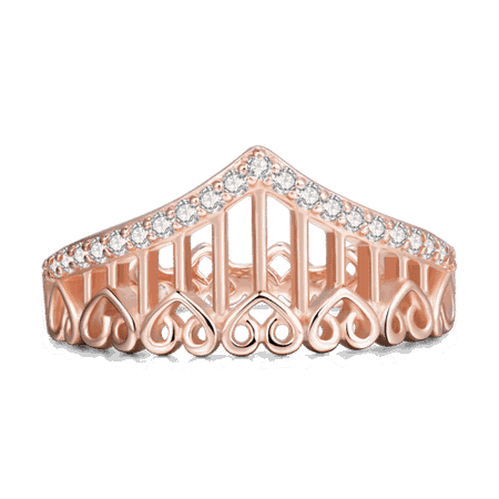 Princess Ring Rose Gold Plated Silver