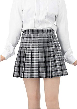 DAZCOS US Size Plaid Skirt High Waist Japan School Girl Uniform Skirts at Amazon Women’s Clothing store