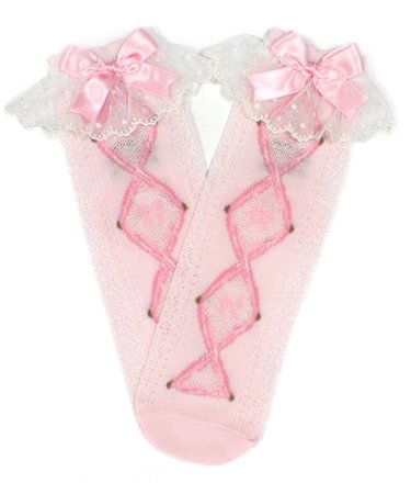 Angelic Pretty Pink Frilly Lace Up Socks