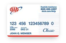 triple A (AAA) insurance card