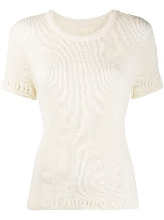White MM6 Maison Margiela ribbed knit T-shirt S32GC0583S23735 - Farfetch