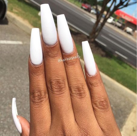 white nails long - Google Search