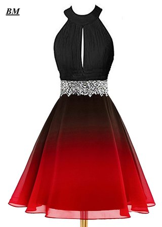 Halter Short Ombre Prom Dresses 2019 Chiffon Sequins Beading Gradient Formal Evening Homecoming Party Gown Vestidos De Gala ...